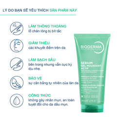 Gel Rửa Mặt Làm Sạch Sâu Hỗ Trợ Giảm Mụn Bioderma Sebium Gel Moussant Actif