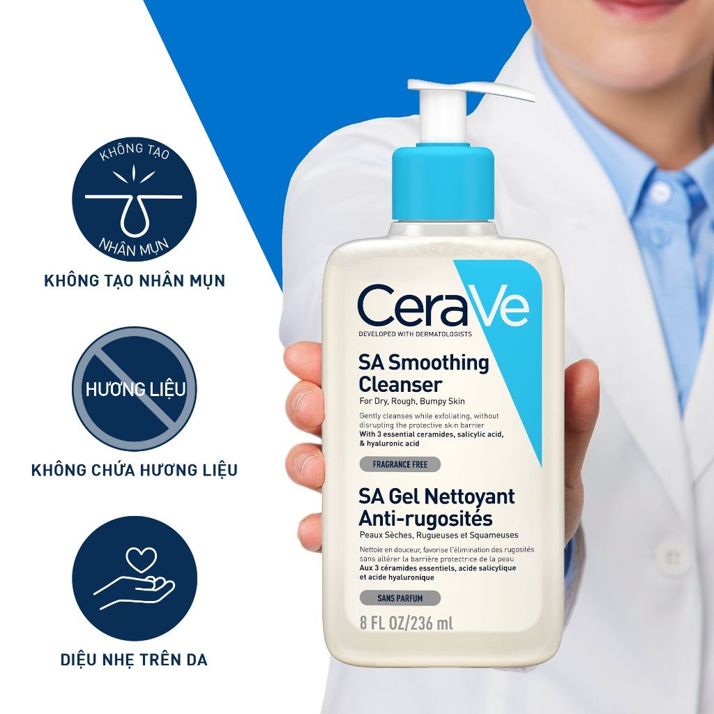 Sữa Rửa Mặt Da Nhạy Cảm Cerave SA Smoothing Cleanser 236ml