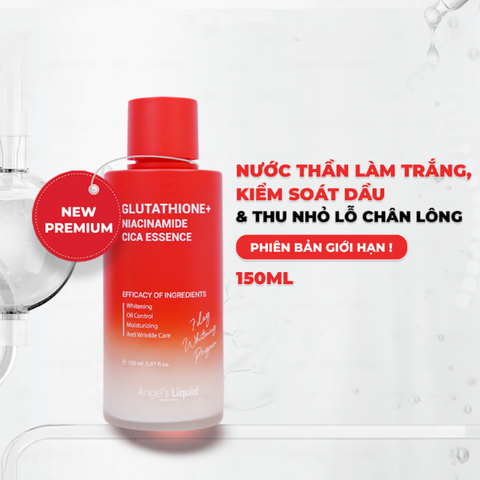 Nước Thần Dưỡng Trắng Kiểm Soát Dầu Thu Nhỏ Lỗ Chân Lông Angel's Liquid Glutathione Plus Niacinamide Cica Essence 150ml