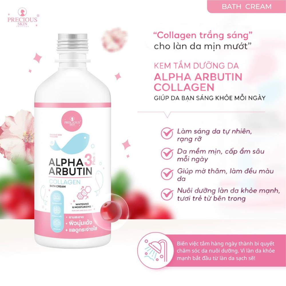 Sữa Tắm Trắng Da Alpha Arbutin 3Plus+ Collagen Bath Cream 350ml