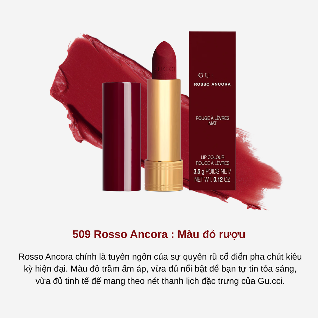 Son Thỏi Gucci Rouge à Lèvres Mat Lipstick 3.5g (vỏ đỏ)