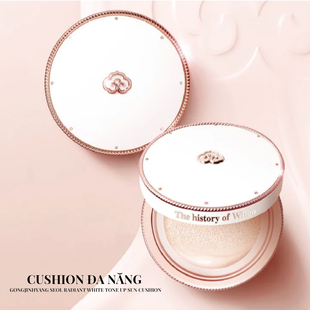 Set Phấn Nước Chống Nắng Nâng Tông Whoo Gongjinhyang Seol Radiant White Tone Up Sun Cushion SPF50+ PA+++ 13g( tặng kèm 2 lõi)
