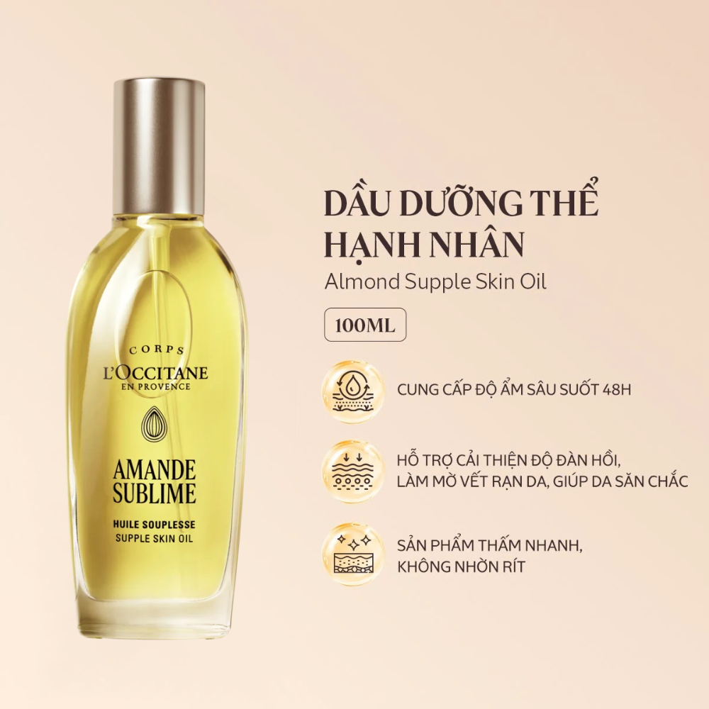 Dầu Dưỡng Thể Hạnh Nhân L'Occitane Amande Sublime Supple Skin Oil 100ml