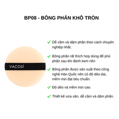 Bông Phấn Khô Tròn Vacosi BP08 Medium Round Puff