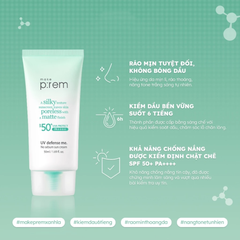Kem Chống Nắng Nâng Tone Kiềm Dầu Make P:rem UV Defense Me No Sebum Sun Cream SPF50+ PA++++ 50ml