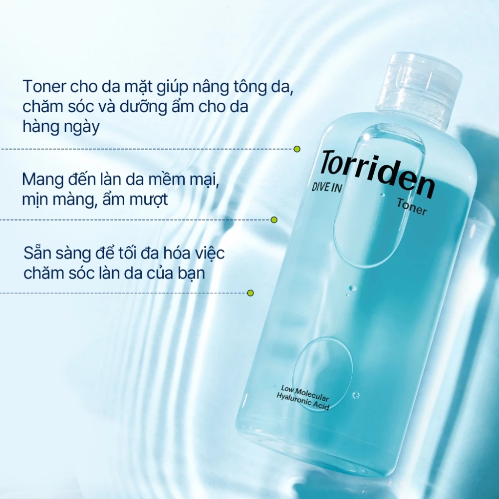 Nước Hoa Hồng Dưỡng Ẩm Làm Dịu Da Torriden Dive-In Low Molecular Hyaluronic Acid Toner 300ml