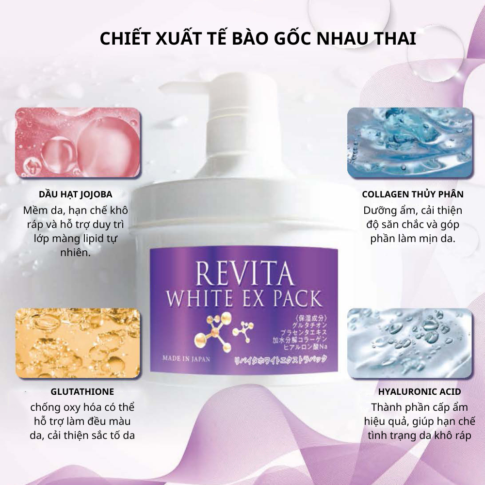 Kem Ủ Trắng Da Body Roha Revita White Ex Pack 500g