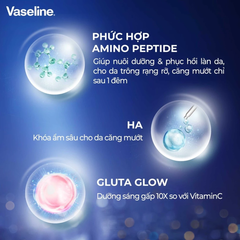 Sữa Dưỡng Thể Trắng Da Ban Đêm Vaseline Healthy Bright Gluta HYA Serum Burst Lotion 10X 330ml