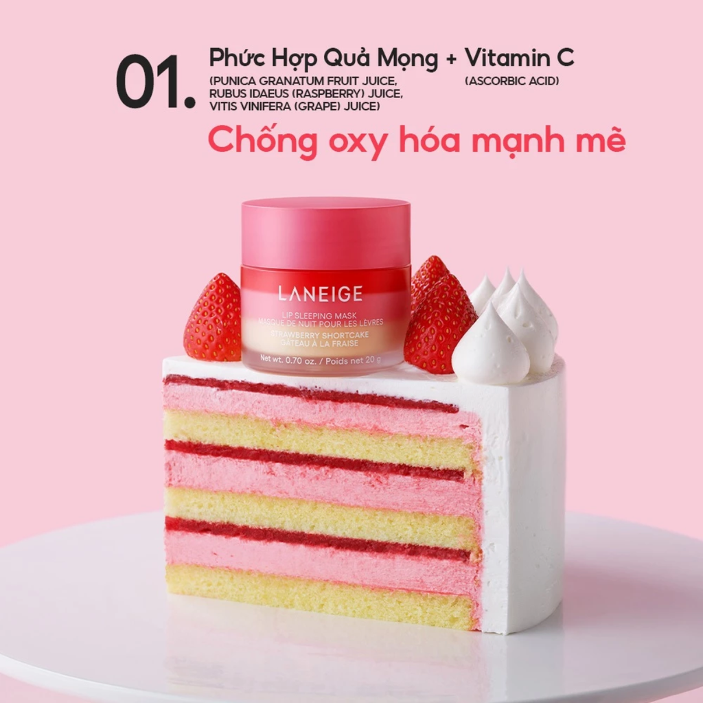 Mặt Nạ Ngủ Dưỡng Môi Laneige Strawberry Shortcake Lip Sleeping Mask 20g