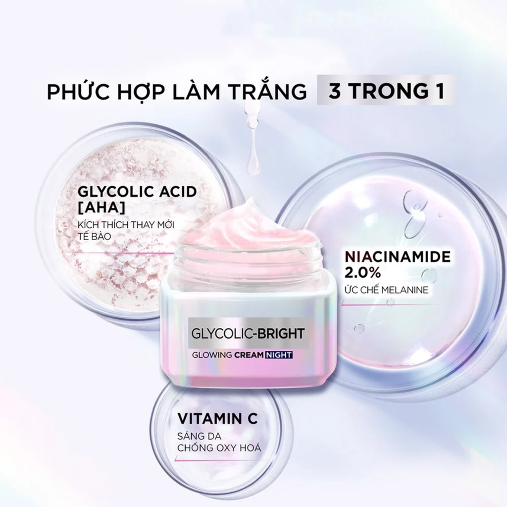 Kem Dưỡng Sáng Da Mờ Thâm Nám Ban Ngày Loreal Glycolic-Bright Glowing Cream Day SPF30 50ml