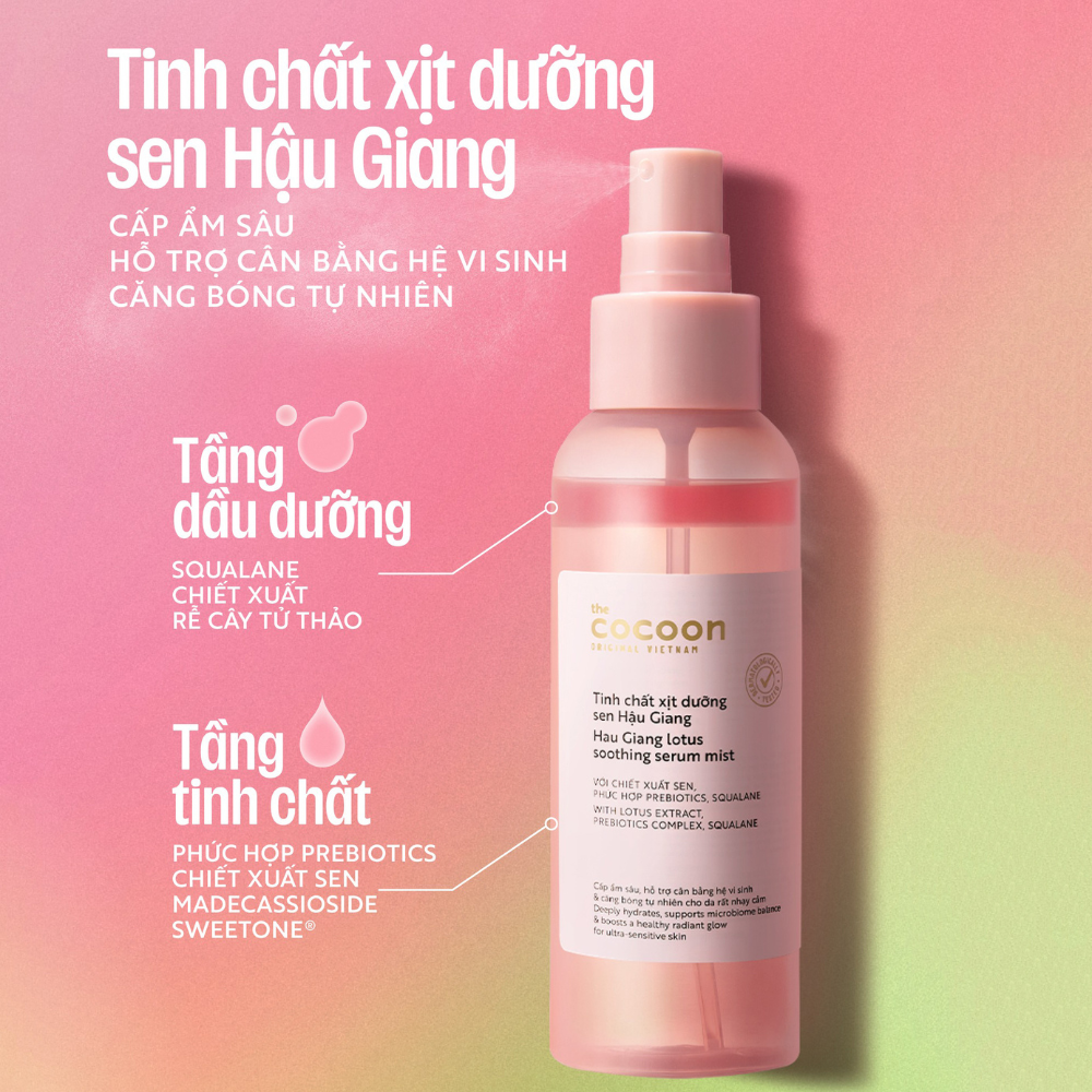 Tinh Chất Xịt Dưỡng Cấp Ẩm Cocoon Hau Giang Lotus Soothing Serum Mist 100ml