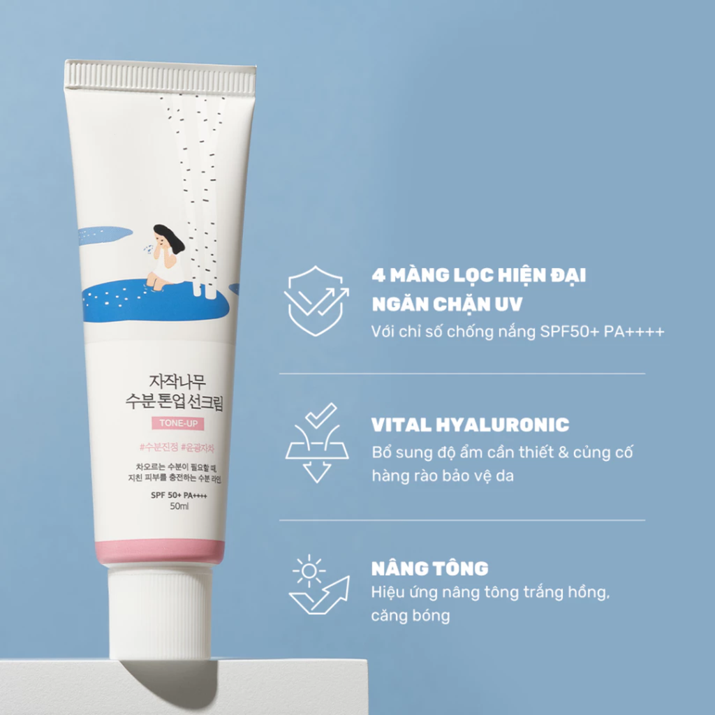 Kem Chống Nắng Nâng Tông Round Lab Birch Juice Moisturizing Tone-Up Sunscreen SPF50+ PA++++ 50ml