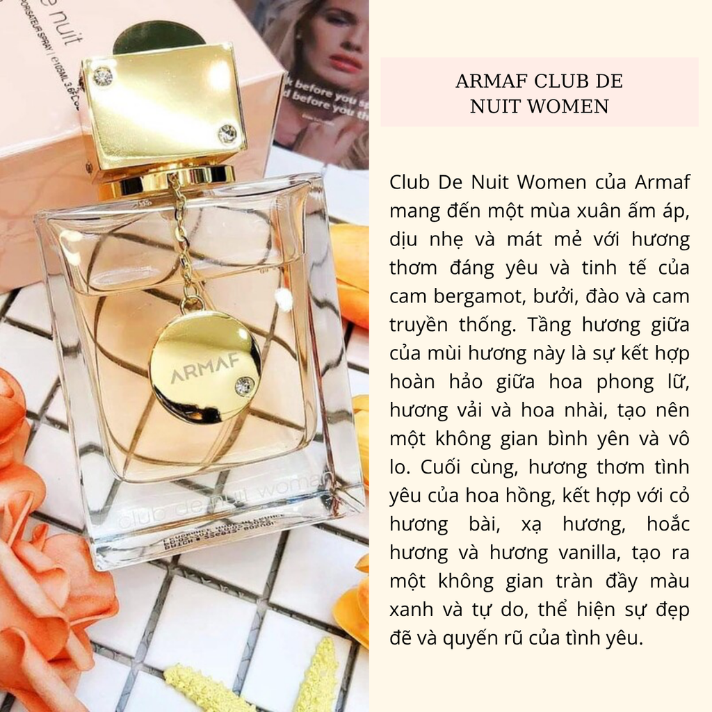 Set Nước Hoa Nữ Armaf Club De Nuit Women EDP 105ml + Khăn Lụa