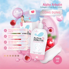 Sữa Dưỡng Thể Dưỡng Trắng Da Alpha Arbutin Collagen 3 Plus Body Lotion 500ml