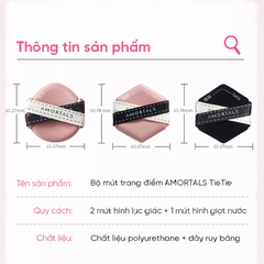 Set 3 Bông Mút Tán Kem Nền Dạng Lỏng Amortals TieTie Powder Puff Set