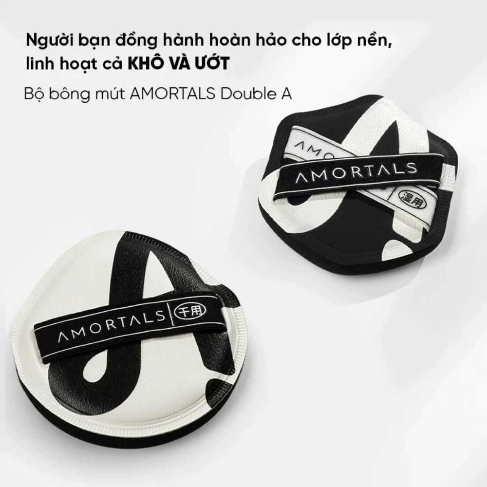 Bộ 2 Bông Mút Trang Điểm Amortals Double A Powder Puff Set