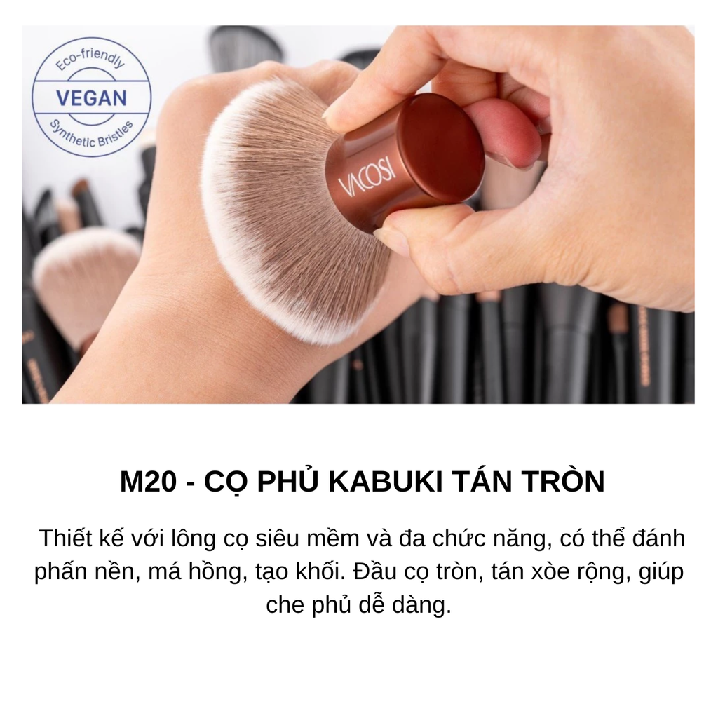 Cọ Phủ Tán Tròn Vacosi M20 Kabuki Small Kabuki Brush