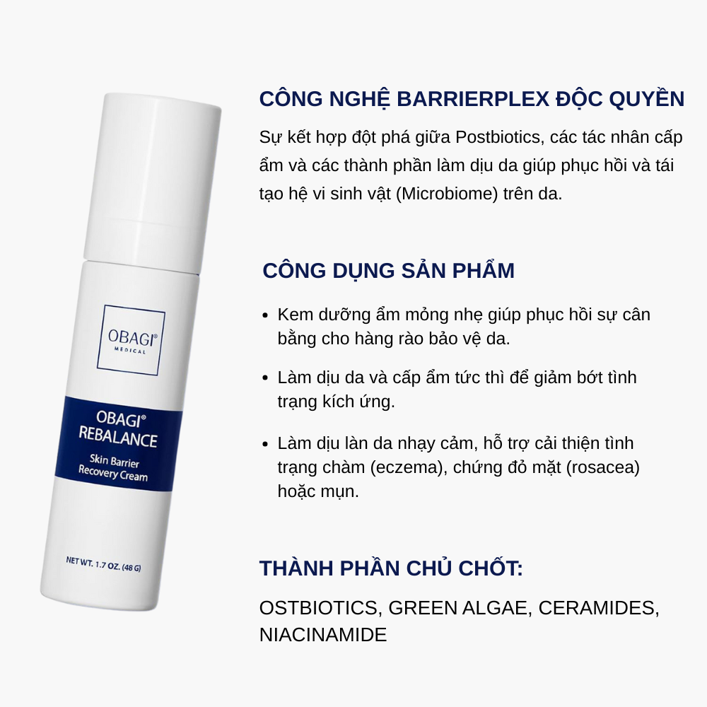 Kem Dưỡng Phục Hồi Da Obagi Rebalance Skin Barrier Recovery Cream 48g