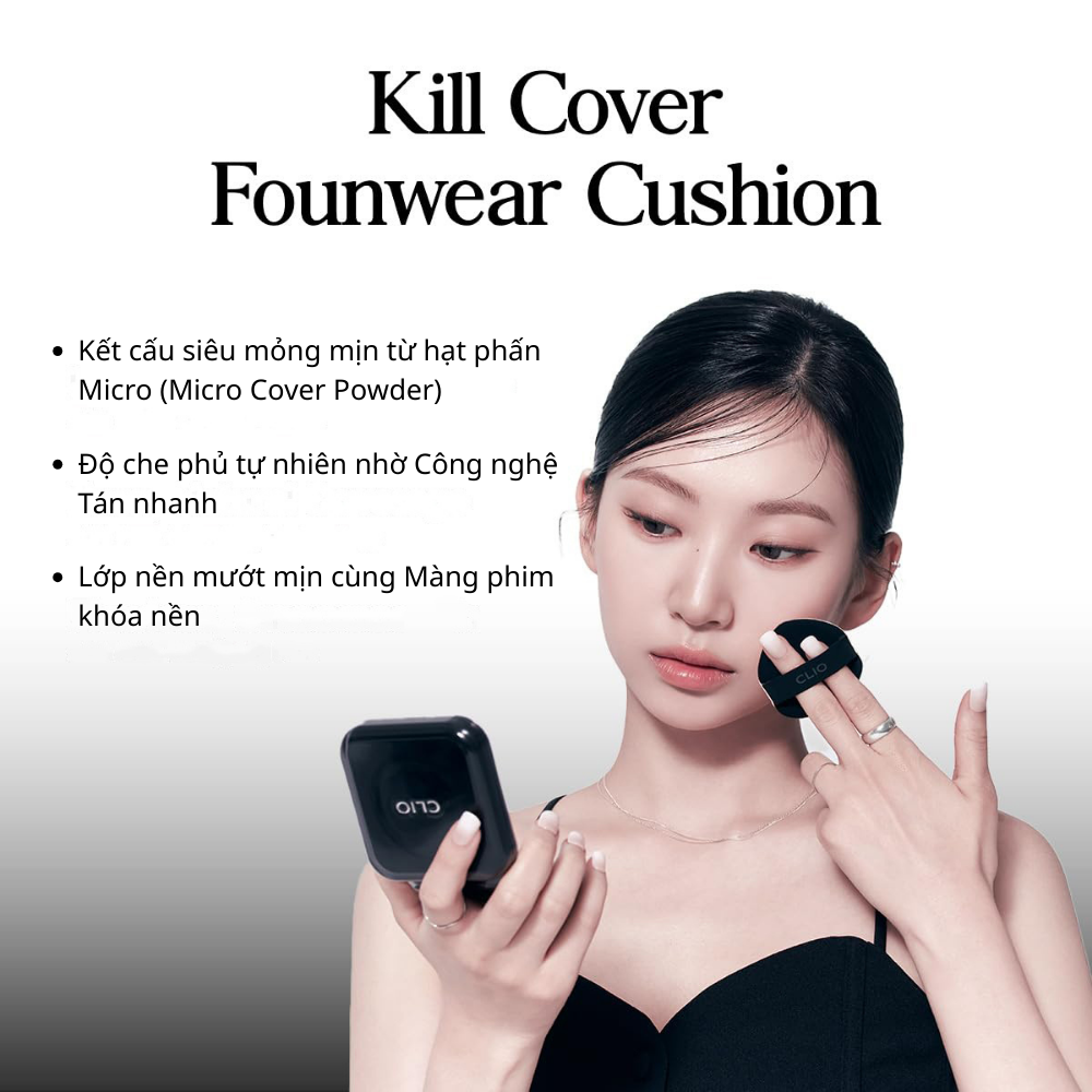Phấn Nước Clio Kill Cover Founwear Cushion SPF40 PA++ 15g (tặng kèm lõi)