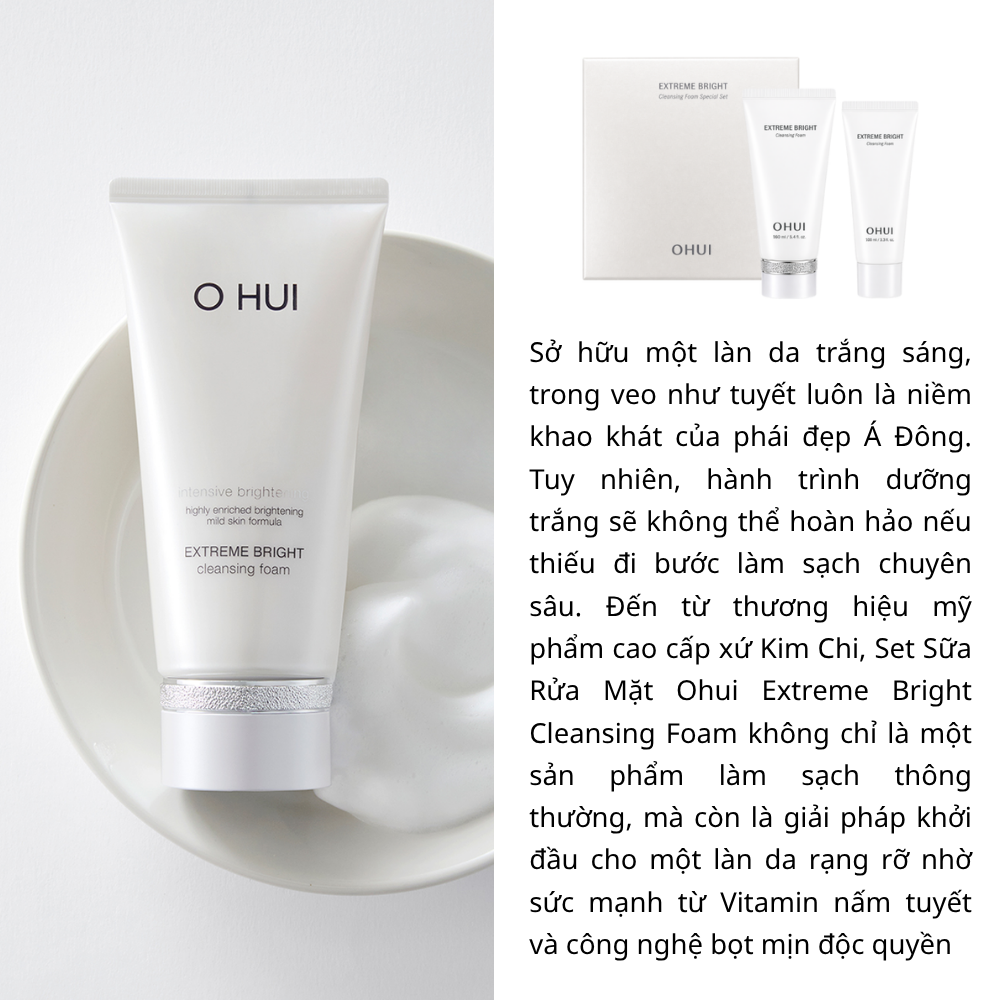 Set Sữa Rửa Mặt Ohui Bright Cleaning Foam Special Set 160ml+100ml