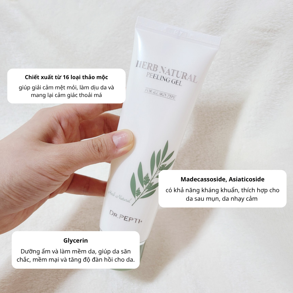 Tẩy Tế Bào Chết Làm Mịn Và Sáng Da Dr.Pepti Herb Natural Peeling Gel 130ml