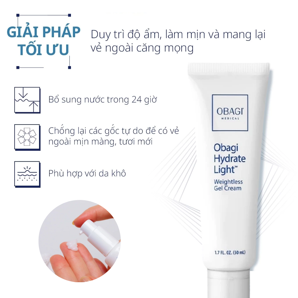 Kem Dưỡng Cấp Ẩm Dịu Nhẹ Obagi Hydrate Light Weightless Gel Cream 50ml