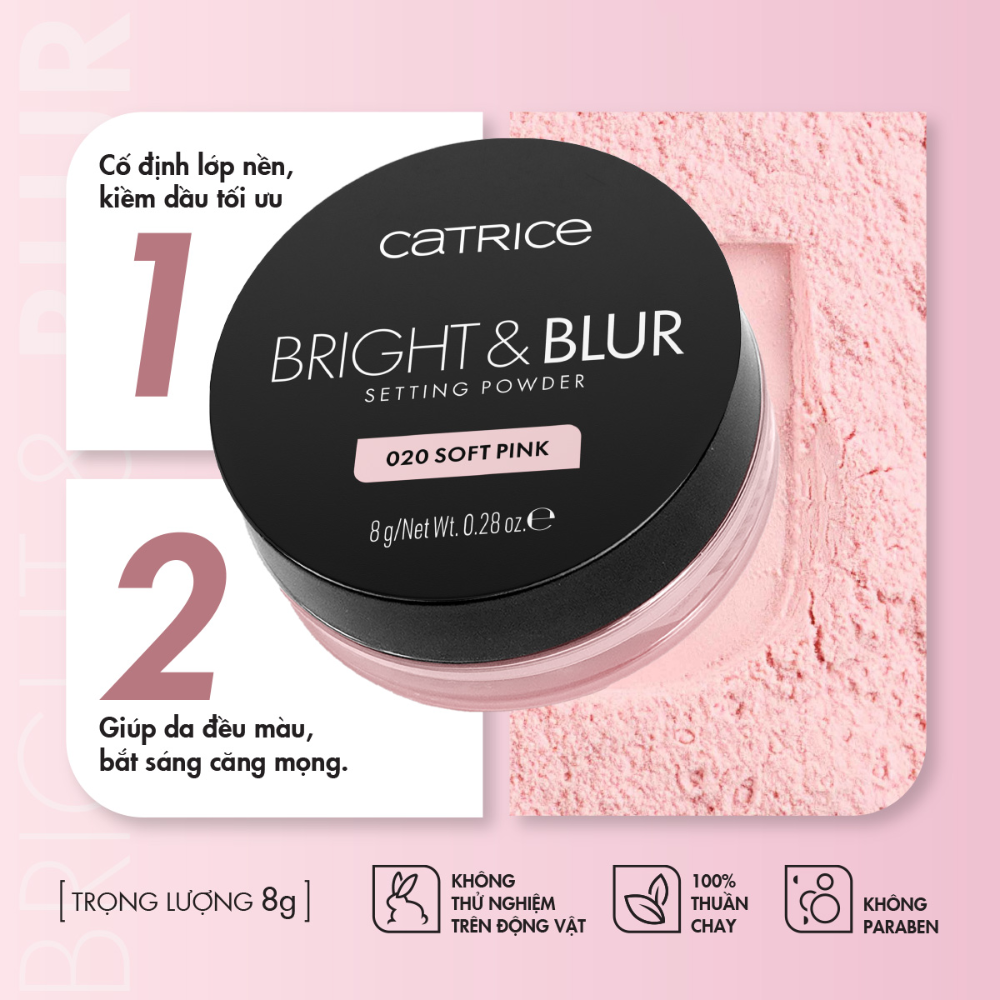 Phấn Phủ Căng Bóng Nâng Tone Catrice Bright & Blur Setting Powder 8g
