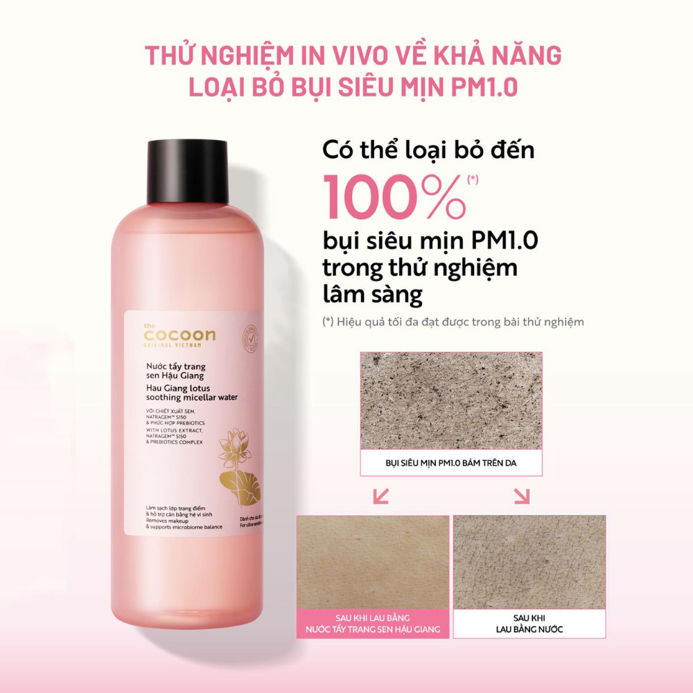 Nước Tẩy Trang Sen Hậu Giang Cocoon Lotus Soothing Micellar Water 500ml