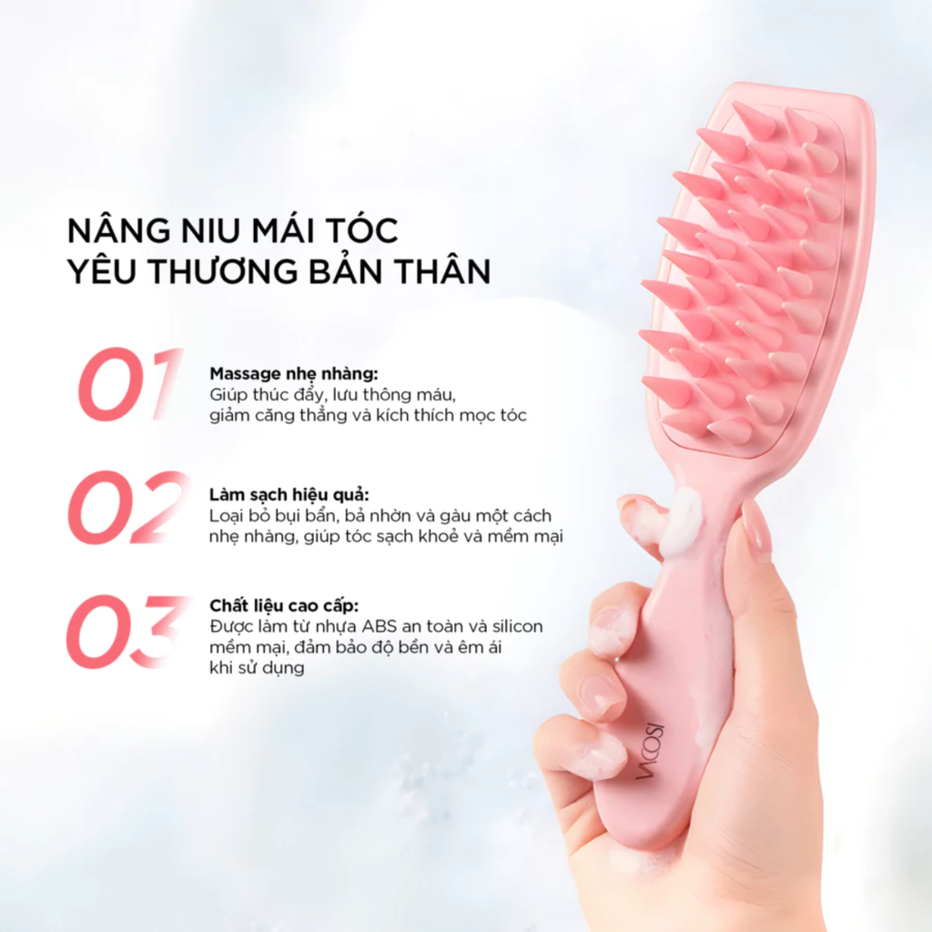 Lược Gội & Massage Đầu Răng Silicone Vacosi C21 Massage & Shampoo Comb