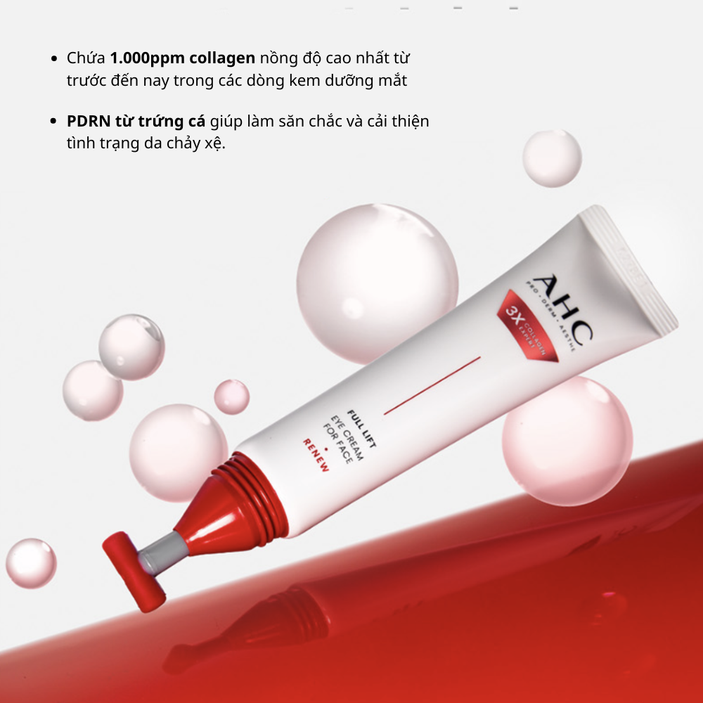 Kem Dưỡng Hỗ Trợ Trẻ Hóa Da Mặt Và Mắt AHC 3X Collagen Exoert Full Lift Eye Cream For Face 40ml