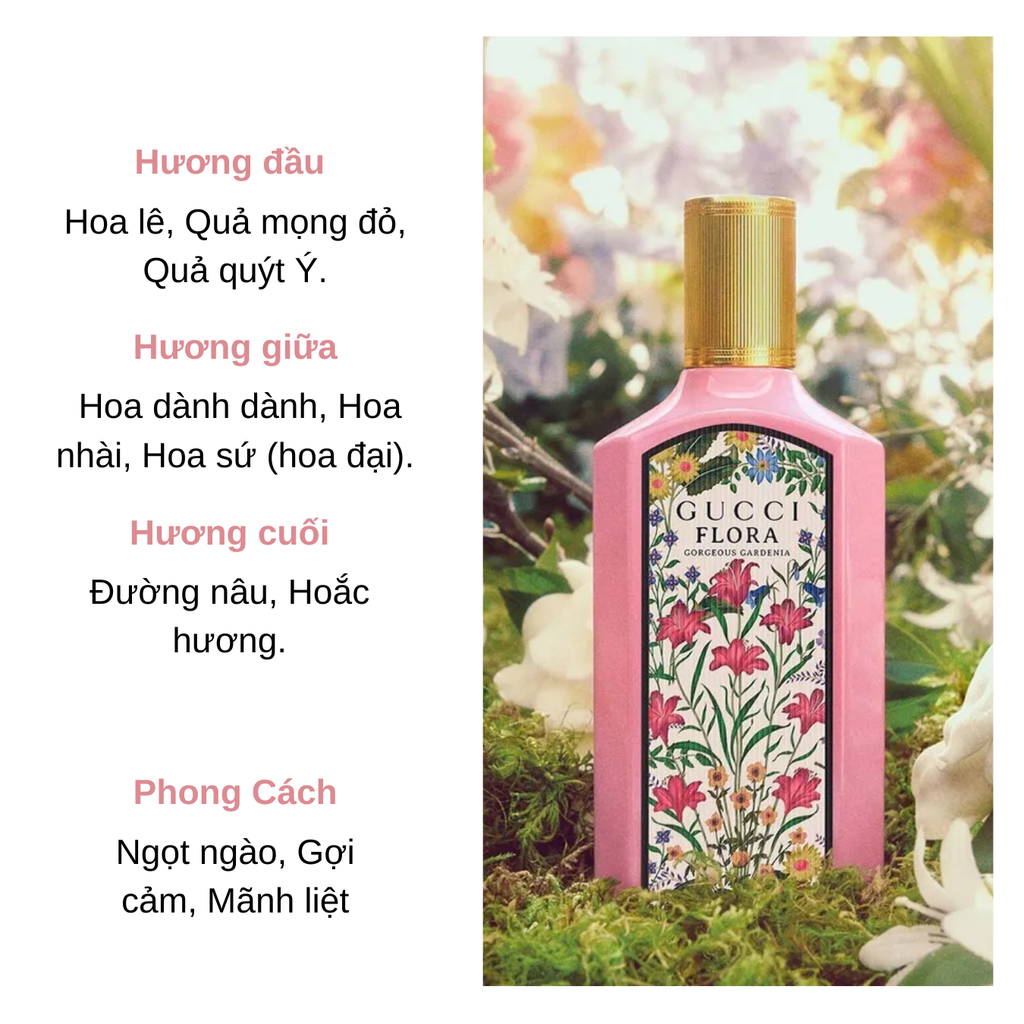 Set Nước Hoa Nữ Gucci Flora Gorgeous Gardenia (EDP 100ml + Son Gucci 1.8g)