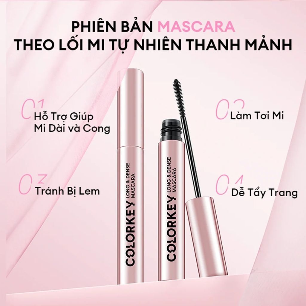 Mascara Giúp Mi Dài Và Tơi Mi Colorkey Long & Dense Mascara 4.5g