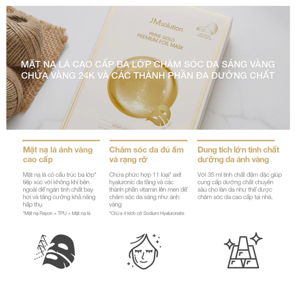 Mặt Nạ Tinh Chất Vàng Cấp Ẩm Chống Lão Hóa Da JMsolution Prime Gold Intensive Mask 30ml