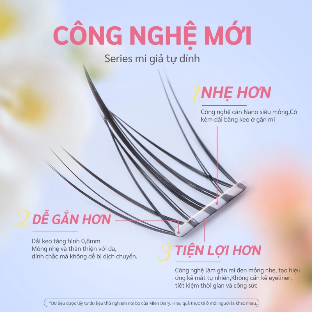 Lông Mi Giả Dạng Cụm Mlen Diary Nano-Bond Black Crystal 2.0
