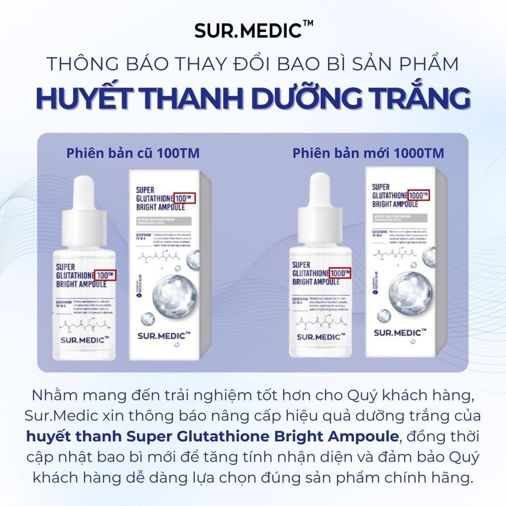 Tinh Chất Dưỡng Trắng Da Sur.Medic+ Super Glutathione 1000 Bright Ampoule 32ml