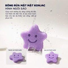Bông Rửa Mặt Sợi Bột Konjac Vacosi BN02 Mild Facial Cleansing Sponge - Star