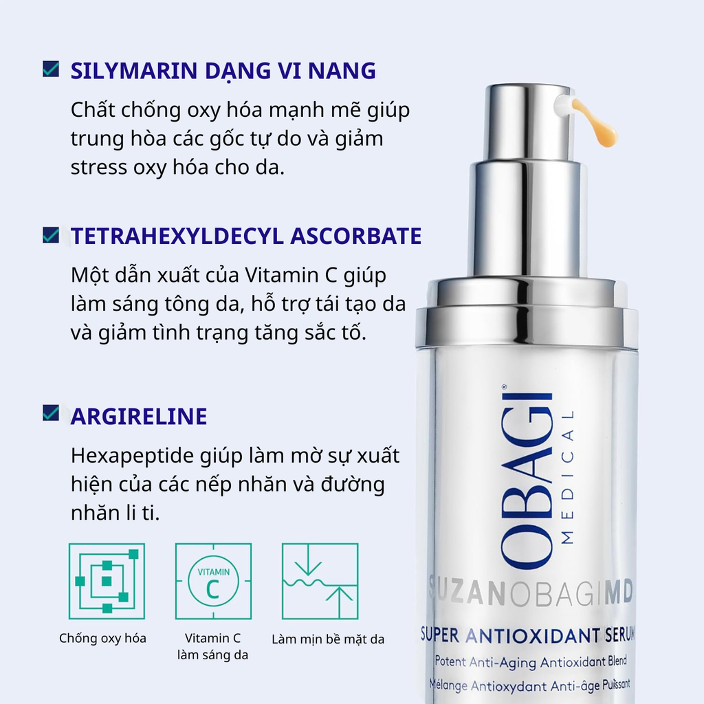 Tinh Chất Chống Oxy Hóa Dưỡng Da Sáng Mịn Obagi SuzanobagiMD Super Antioxidant Serum 30ml