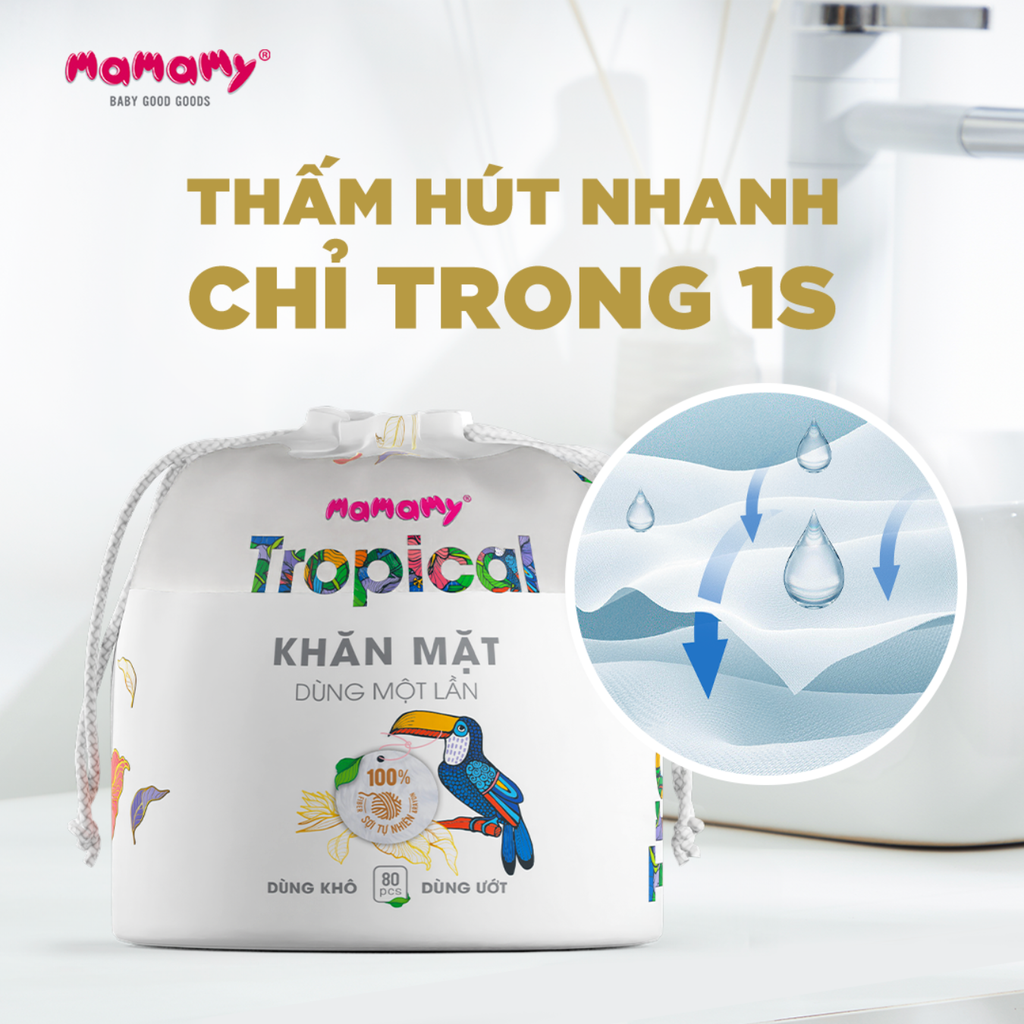 Khăn Mặt Dùng Một Lần Mamamy Tropical 80 Tờ