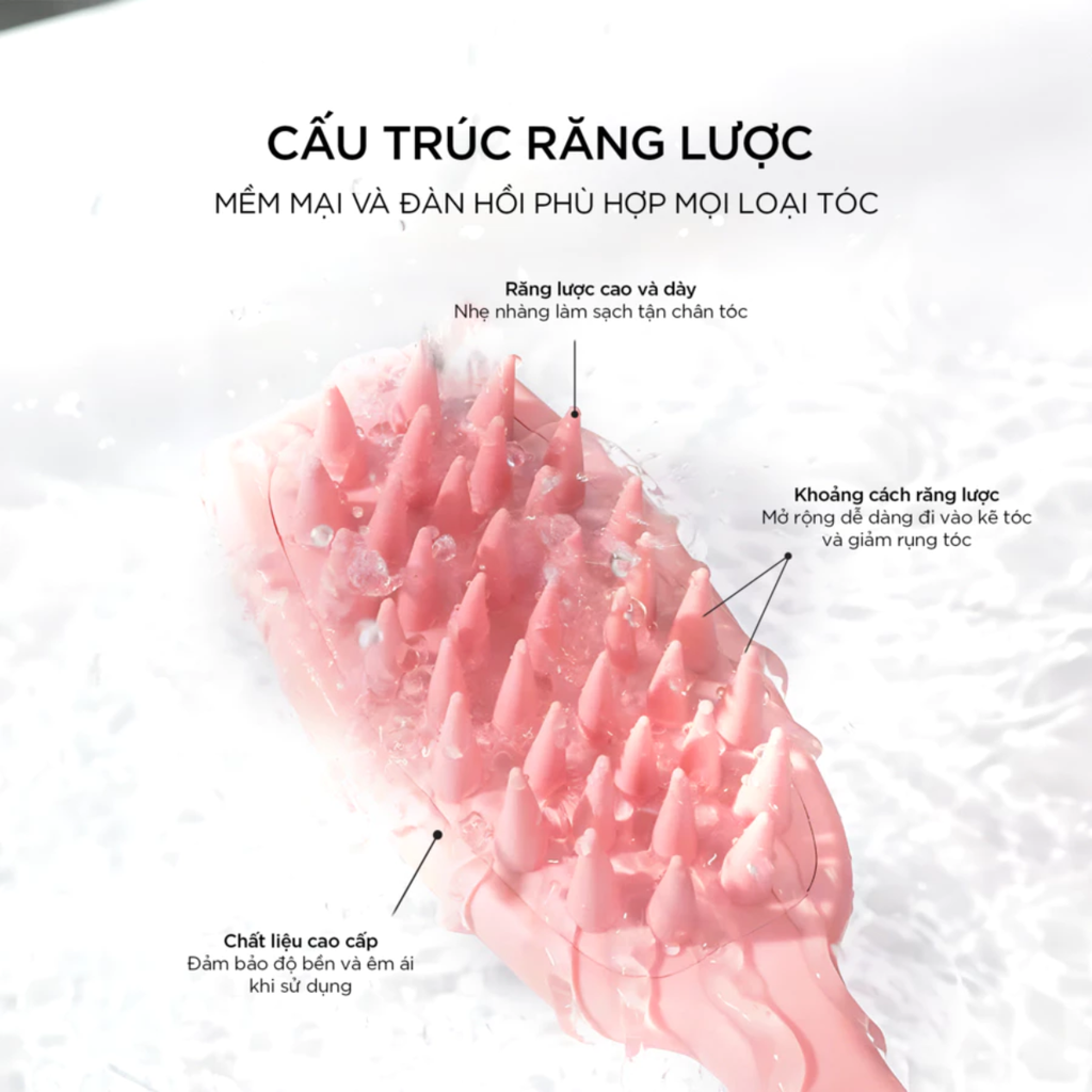 Lược Gội & Massage Đầu Răng Silicone Vacosi C21 Massage & Shampoo Comb