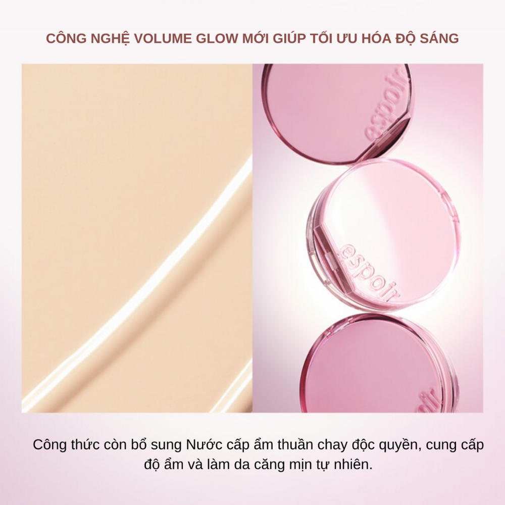 Set Phấn Nước Espoir Be Glow Volume Cushion SPF42+++ PA+++ 13g (Kèm Refil + Móc Khoá Gương Kèm Lược)