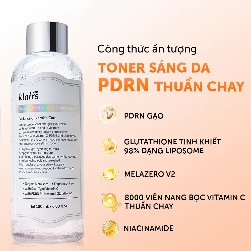 Nước Hoa Hồng Klairs Freshly Juiced Vitamin Essence Toner 30ml