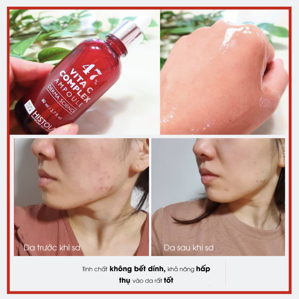 Tinh Chất Dưỡng Trắng Mờ Thâm Nám Histolab 47 Vita C Complex Ampoule Derma Science 50ml
