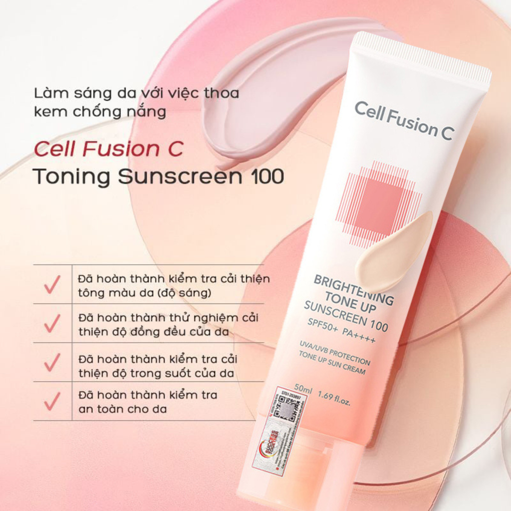 Kem Chống Nắng Nâng Tông Kiềm Dầu Cell Fusion C Brightening Tone Up Sunscreen 100 SPF50+ PA ++++ 35ml + 35ml