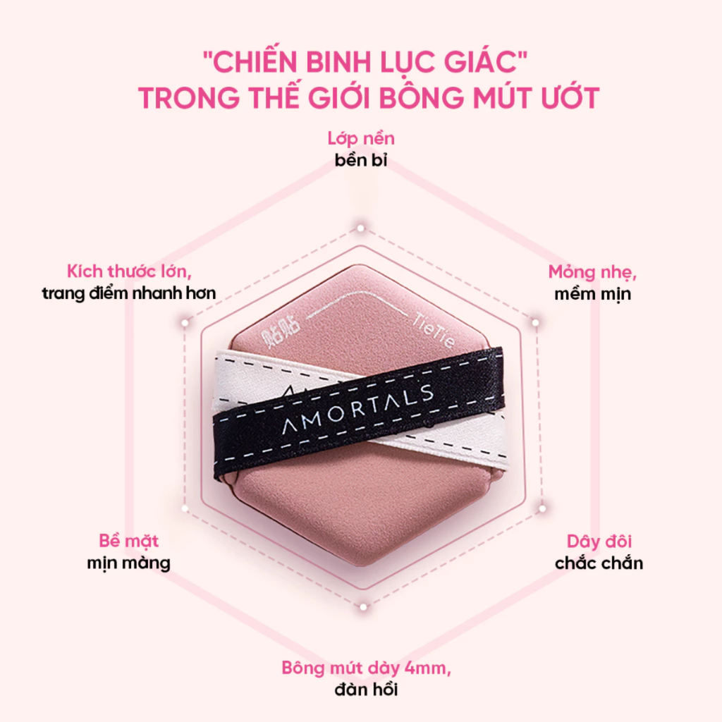 Set 3 Bông Mút Tán Kem Nền Dạng Lỏng Amortals TieTie Powder Puff Set