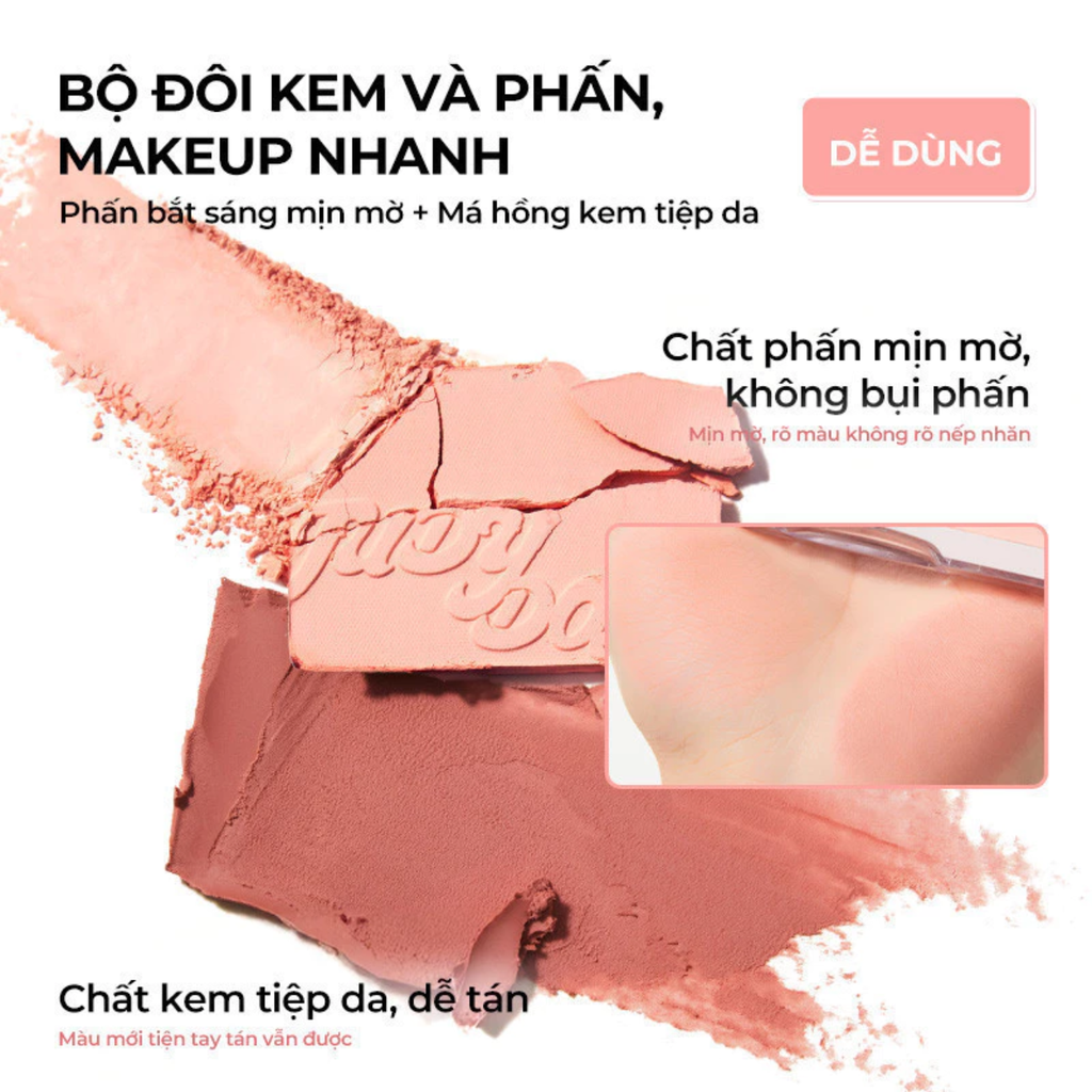 Phấn Má Hồng & Bắt Sáng Judydoll Blush & Highlight Palette 9g