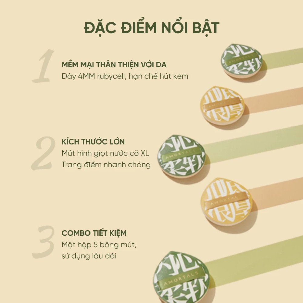 Bộ 5 Bông Mút Amortals Bonus Points Powder Puff Combo Pack