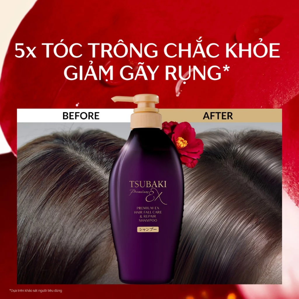 Dầu Gội Phục Hồi & Ngăn Gãy Rụng Tsubaki Premium Ex Hair Fall Care & Repair Shampoo 450ml