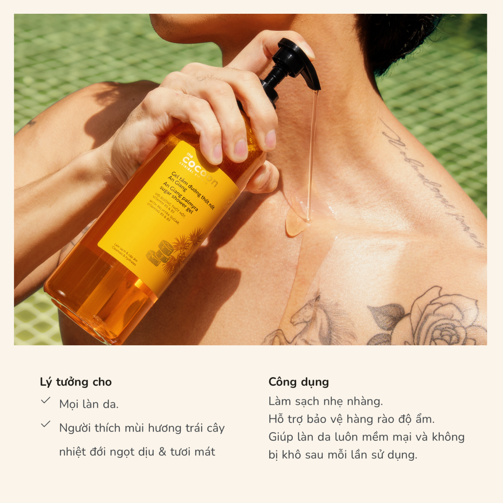Combo Dầu Gội Bưởi Giảm Gãy Rụng Cocoon 500ml + Gel Tắm Đường Thốt Nốt An Giang 500ml