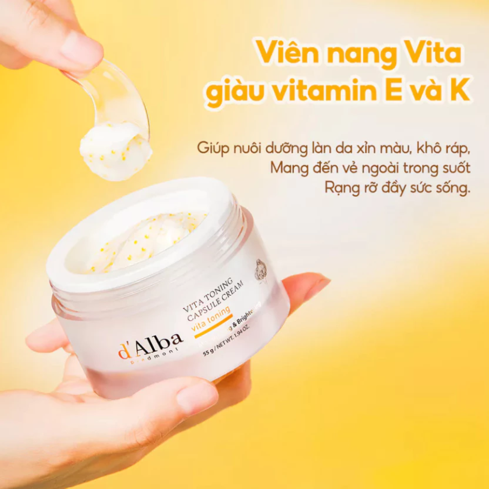 Kem Dưỡng Ẩm Trắng Da d'Alba Vita Toning Capsule Cream 55g
