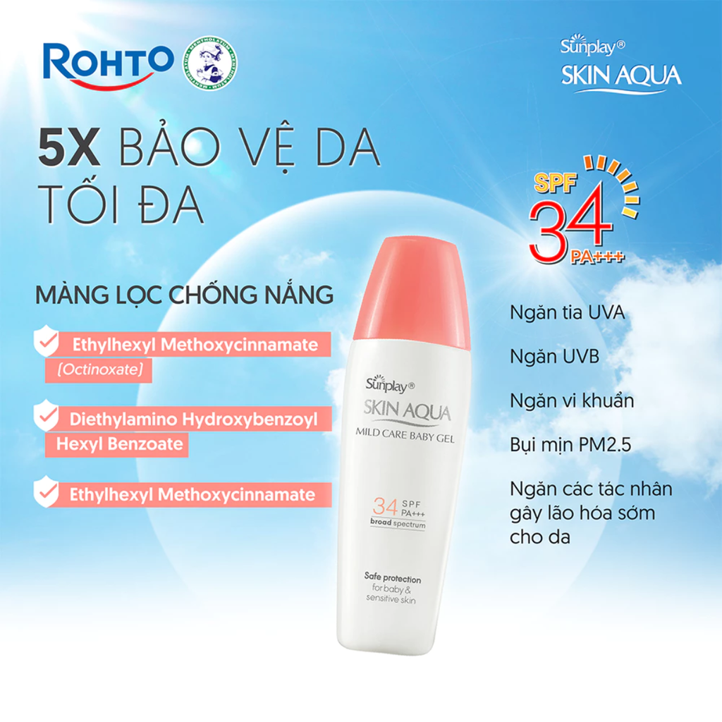 Gel Chống Nắng Cho Da Nhạy Cảm Sunplay Skin Aqua Mild Care Baby Gel SPF34 PA+++ 25g